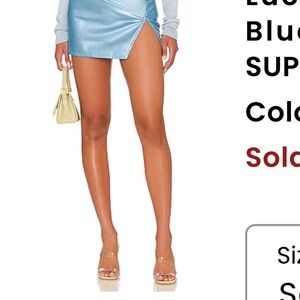 Superdown Sky Blue Faux Leather Skirt